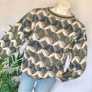 v i n t a g e :: Slouchy Geometric Grandpa Knit Sweater
